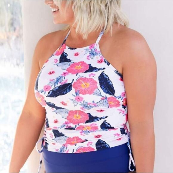 Red Rock Swim Co Other - Tankini - Full Coverage Rushed, Draw String Sides in Pink/Blue Floral